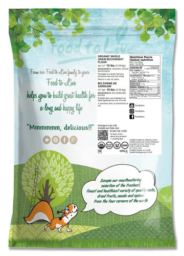 Food To Live Organic Whole Grain Buckwheat Flour, 10 Pounds - Non-Gmo, Kosher, Unbleached, Unbromated, Unenriched, Stone Ground,