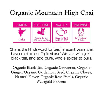 Two Leaves And A Bud Organic Mountain High Chai Tea Bags, Whole Leaf Black Tea And Spices In Compostable Sachets, Add Milk And S