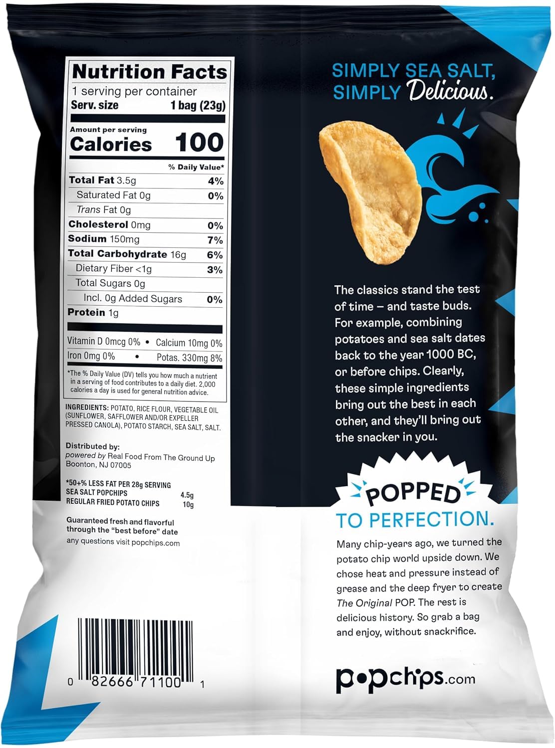 Popchips: Sea Salt Potato Chips 0.8 oz, 24 bags