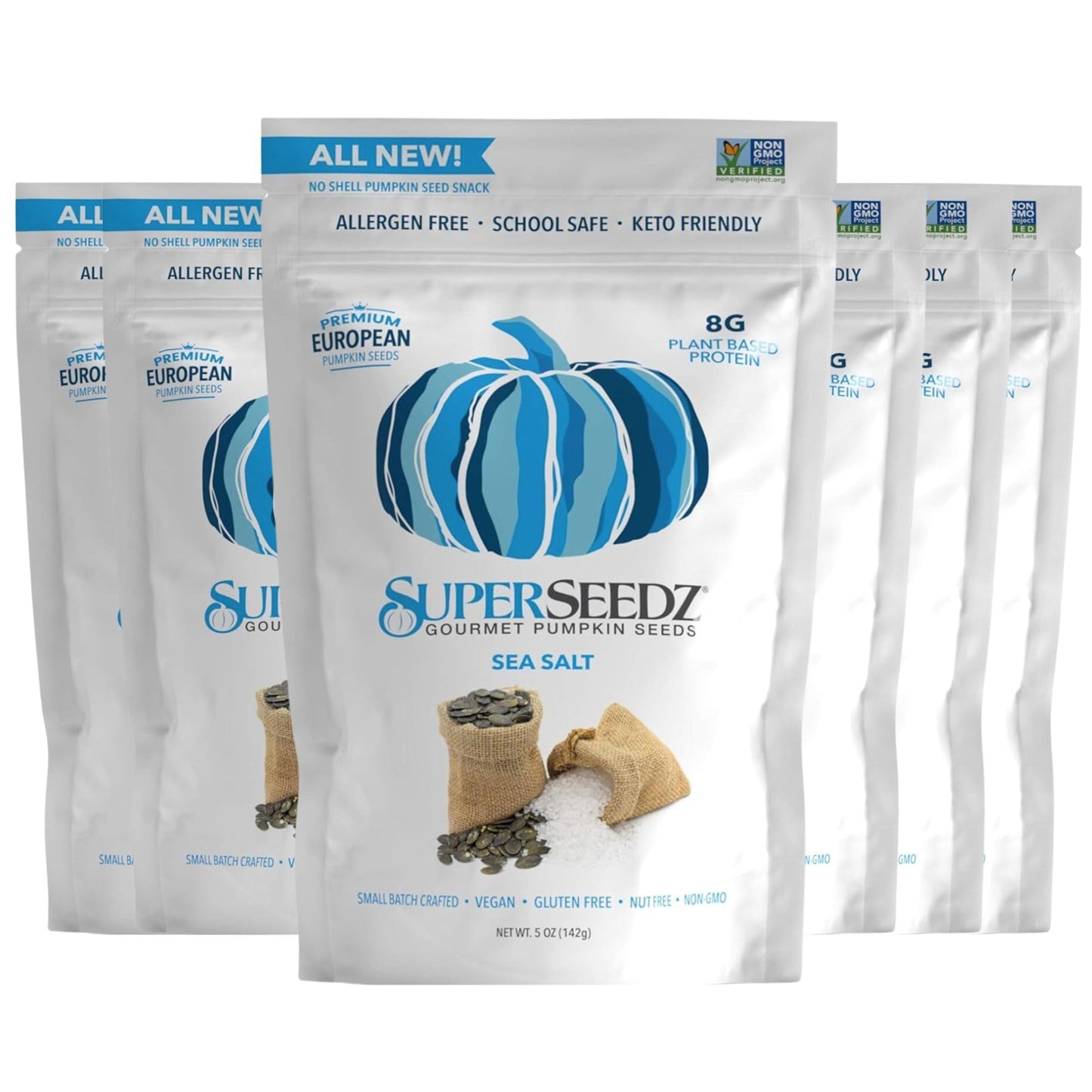 SuperSeedz Dry Roasted Pumpkin Seeds - Sea Salt Pepitas, Whole 30, Paleo, Vegan & Keto Snacks, 8g Plant Based Protein, Produced