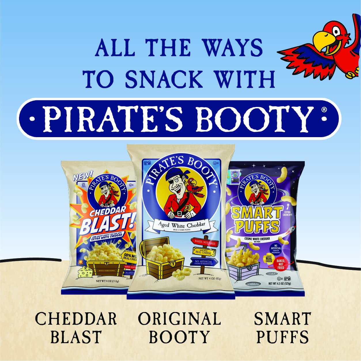 Pirate'S Brand Smart Puffs, Wisconsin Cheddar, 1 Ounce, 6 Count (Pack Of 12)