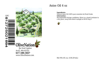 Olivenation Anise Oil, Food Grade Star Anise Essential Oil For Cooking Or Flavoring - 4 Ounces