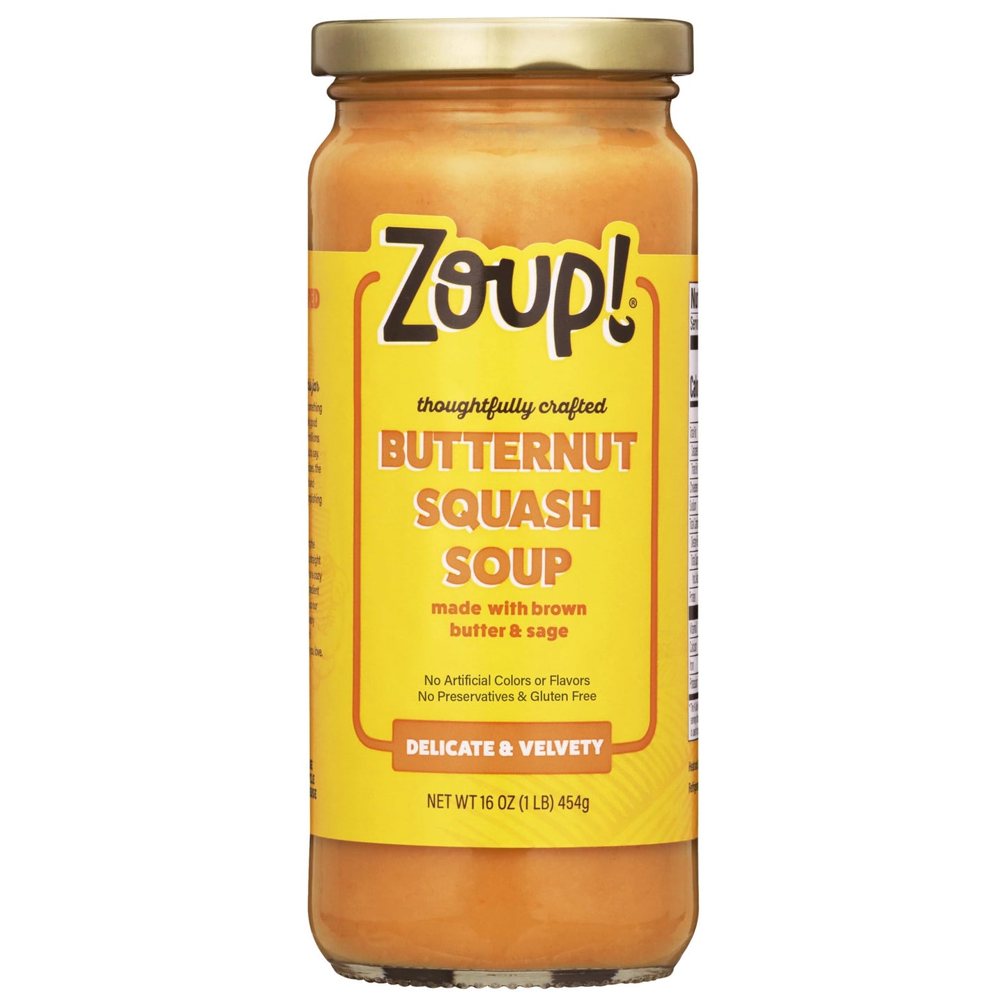 Butternut Squash With Brown Butter & Sage Soup By Zoup! Good, Really Good® - No Artificial Colors Or Flavors, No Preservatives, Gluten Free Butternut Squash, 16 Oz Ready To Serve (1 Pack)