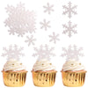 YCTHUNFISH 50 Pack Edible Snowflake Cupcake Toppers, White, Paper/Wafer, Small - Winter Frozen Theme Party Decorations