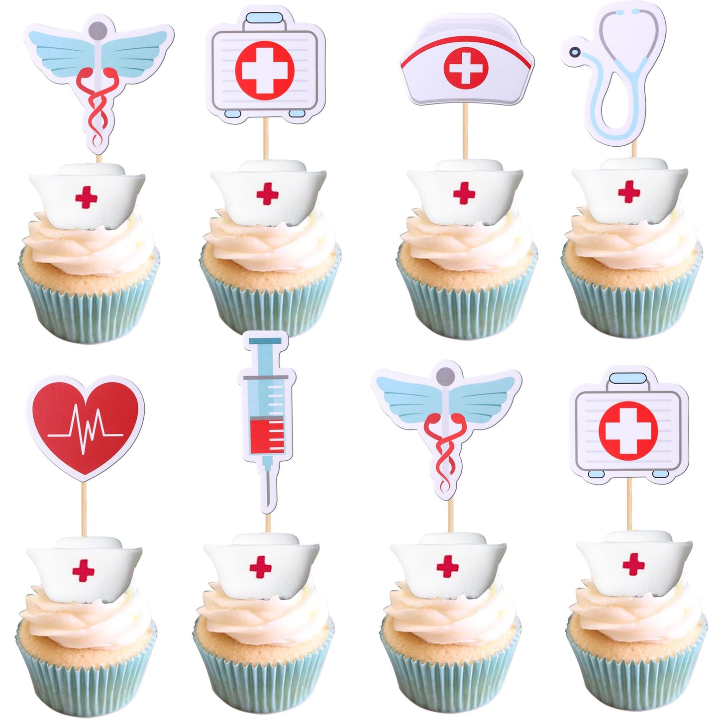 36 Pcs Nurse Cupcake Toppers Nursing School Graduation Cupcake Picks Medical Rn Nurse Grad Themed Birthday Party Cake Decorations Supplies