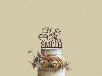 Mr And Mrs Cake Topper For Wedding, Last Name And Date Topper, Personalized Cake Topper, Rustic Toppers For Cake, Wooden Bride &
