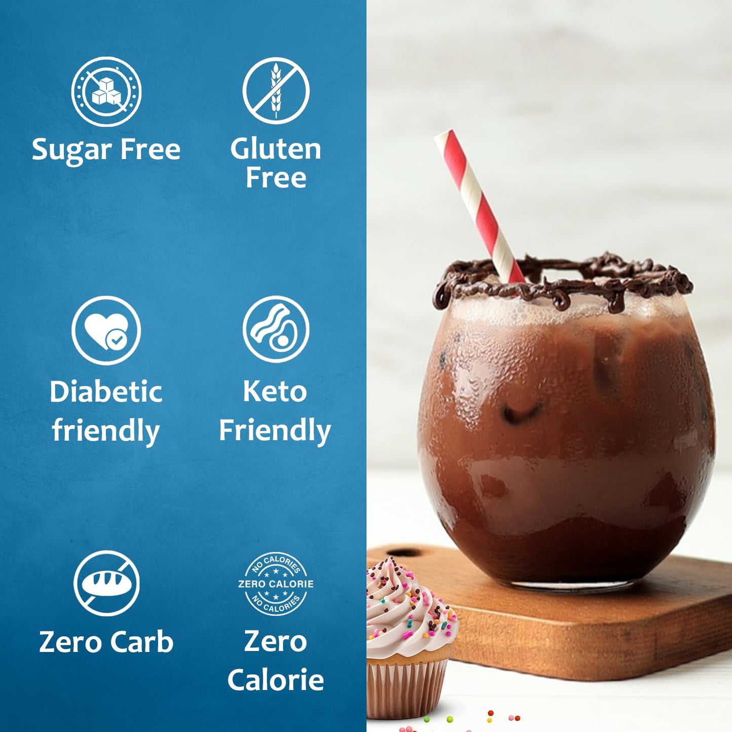 Syruvia Sugar-Free Cupcake Coffee Syrup - 25.4 Fl Oz Premium Coffee Flavoring Syrup - 0 Calorie- Kosher Coffee Syrups, Gluten Fr