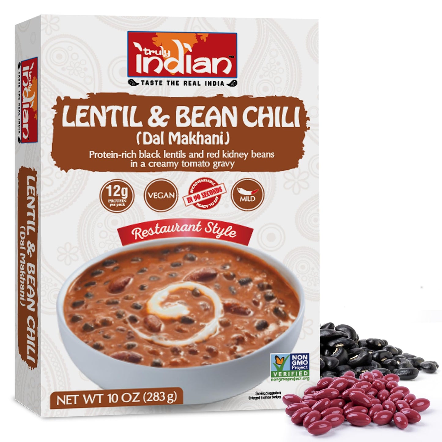 Truly Indian Spiced Lentil & Bean Chili, 10 Ounce, Vegan, Ready to Eat, Traditional Indian Food