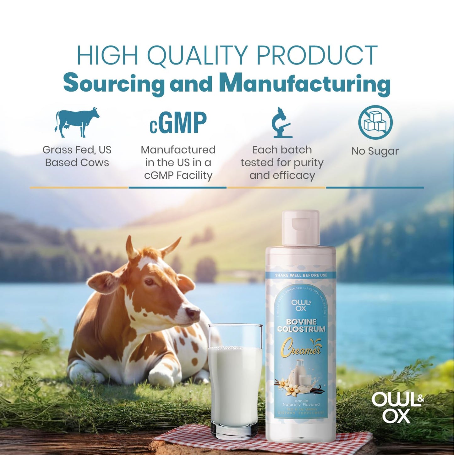 Owl & Ox Bovine Colostspirit-inspired flavor with MCT Oil, 15.2 Fl Oz, Sugar Free, Keto Friendly, Non GMO, Made in USA