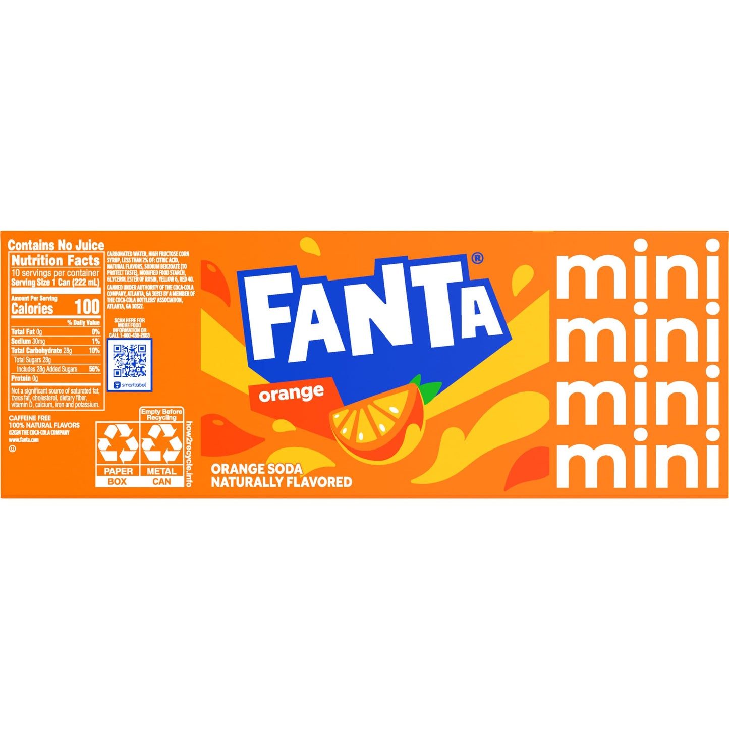Fanta Orange Soda Can, Pack of 10, 7.5 fl oz Each, Refreshing Carbonated Beverage