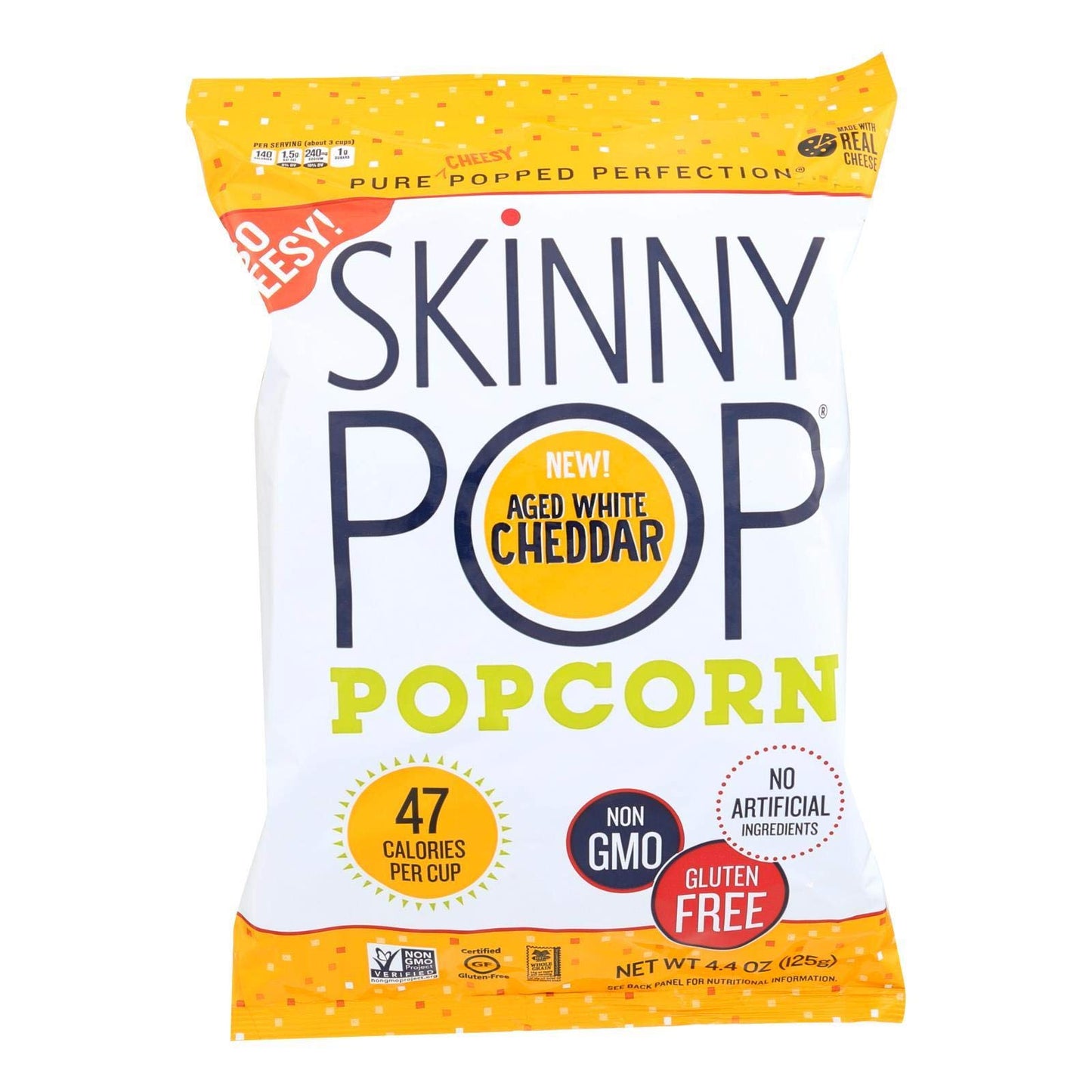 Skinnypop Aged White Cheddar Popcorn, 4.4 Ounce - 12 per case.