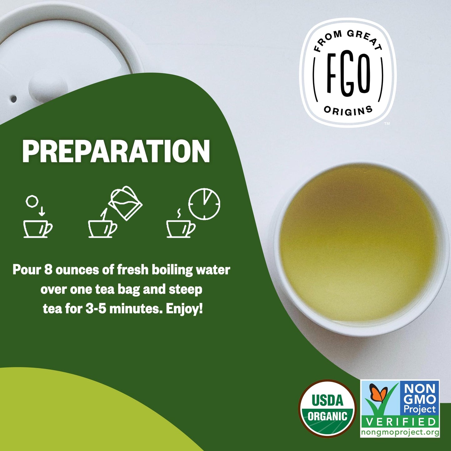 Fgo Organic Moroccan Mint Green Tea, Eco-Conscious Tea Bags, 100 Count, Packaging May Vary (Pack Of 1)
