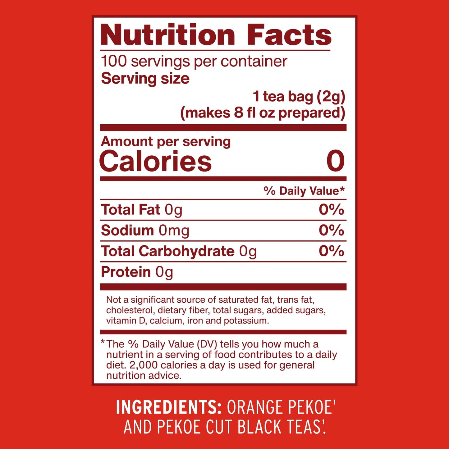 Luzianne Unsweetened Iced Tea Bags, Family Size, 100Ct Box (Pack Of 1)