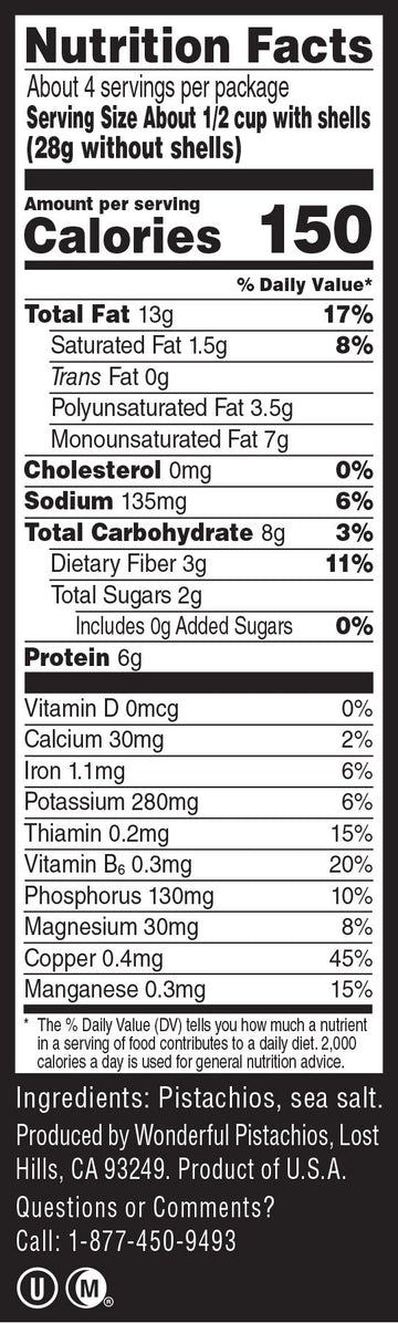 Wonderful Pistachios, Roasted and Salted, 8 Ounce Bags (Pack of 5)