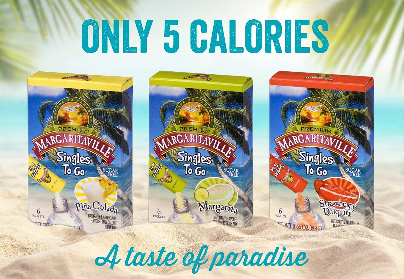 Margaritaville Singles To Go Strawberry Daiquiri Water Drink Mix - Non- ic Powder Sticks, 36 Servings, 3.9 Ounce (Pack of 6)