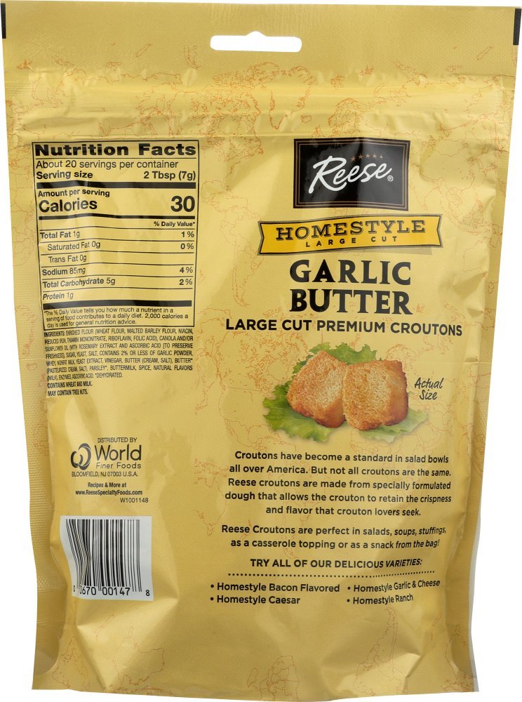 Reese Homestyle Garlic Butter Croutons, 5-Ounces (Pack Of 12)