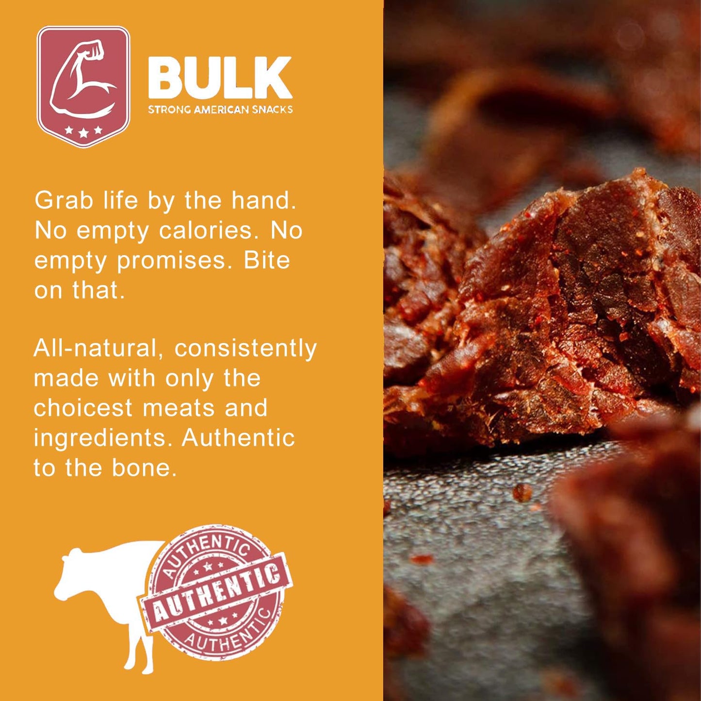 B.U.L.K Bulk Beef Jerky Snack Packs - Soft & Tender - Tropical Mango - 2.25 Ounce (Pack of 1) - All Natural Protein Snack