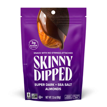 Skinnydipped Superdark + Sea Salt Chocolate Covered Almonds 3.5 Ounce Resealable Bag 1 Count