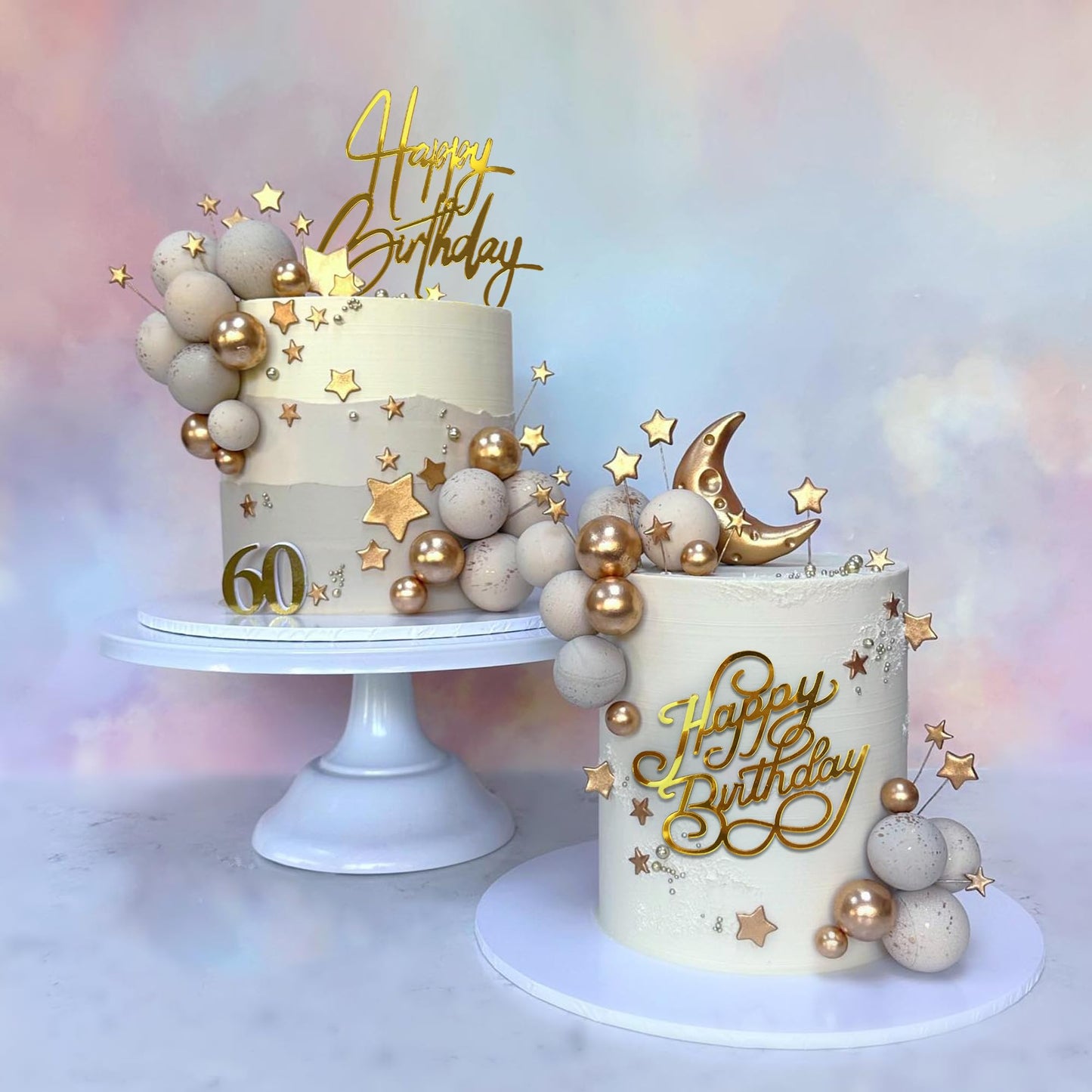 10 Pcs Gold Happy Birthday Cake Toppers Mirror Acrylic Cake Topper Side Cake Decorations Gold Cake Inserts Cake Decorating Suppl