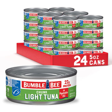 Bumble Bee Chunk Light Tuna In Oil, 5 Oz Cans (Pack Of 24) - Wild Caught Tuna - 22G Protein Per Serving - Non-Gmo Project Verified, Gluten Free, Kosher - Great For Tuna Salad And Recipes
