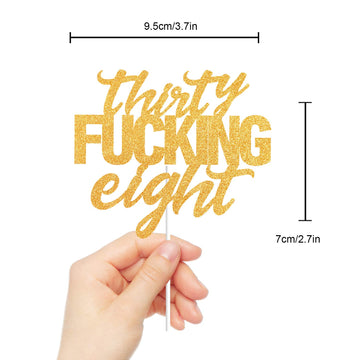 LINGBOOM Gold Glitter Cake Toppers for 38th Birthday Party Decorations, Size 38