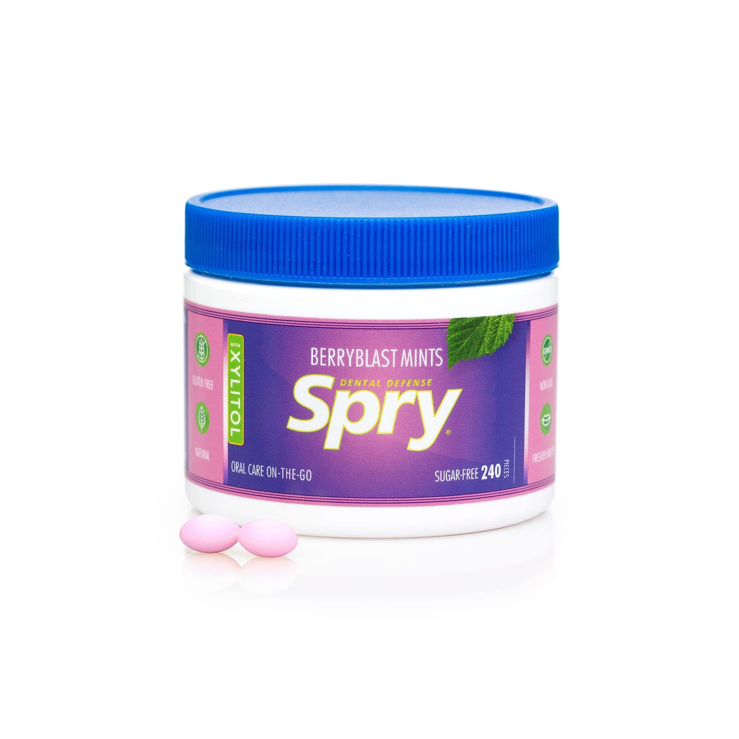 Spry Xylitol Berry Blast Mints Sugar Free Candy - Breath Mints That Promote Oral Health, Dry Mouth Mints That Increase Saliva Production, Stop Bad Breath, 240 Count (Pack Of 2)