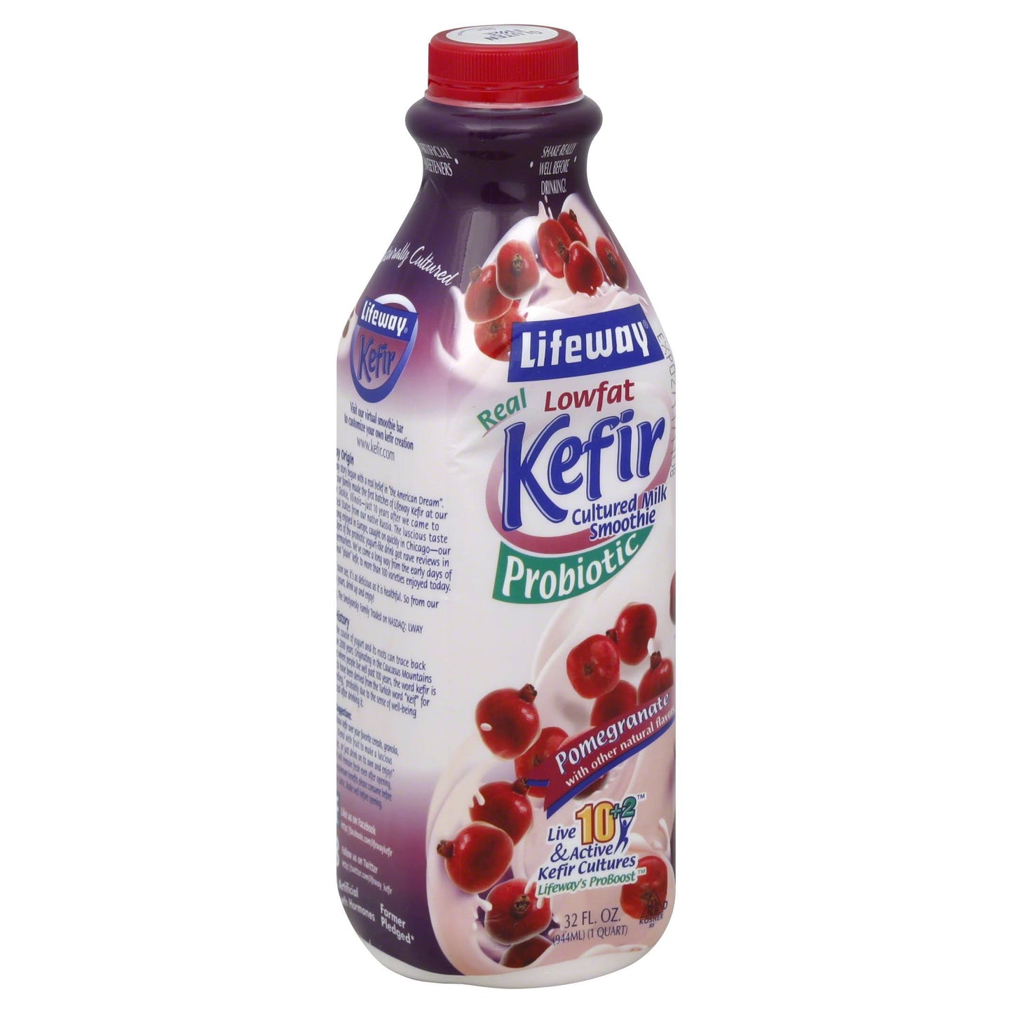 Lifeway Lowfat Kefir, Pomegranate Flavor, 32 Ounce, Pack of 6