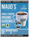 Maud'S Organic Guatemalan Coffee Pods, 50 Ct | Fair Trade Single Origin | 100% Arabica Organic Medium Dark Roast Coffee | Solar