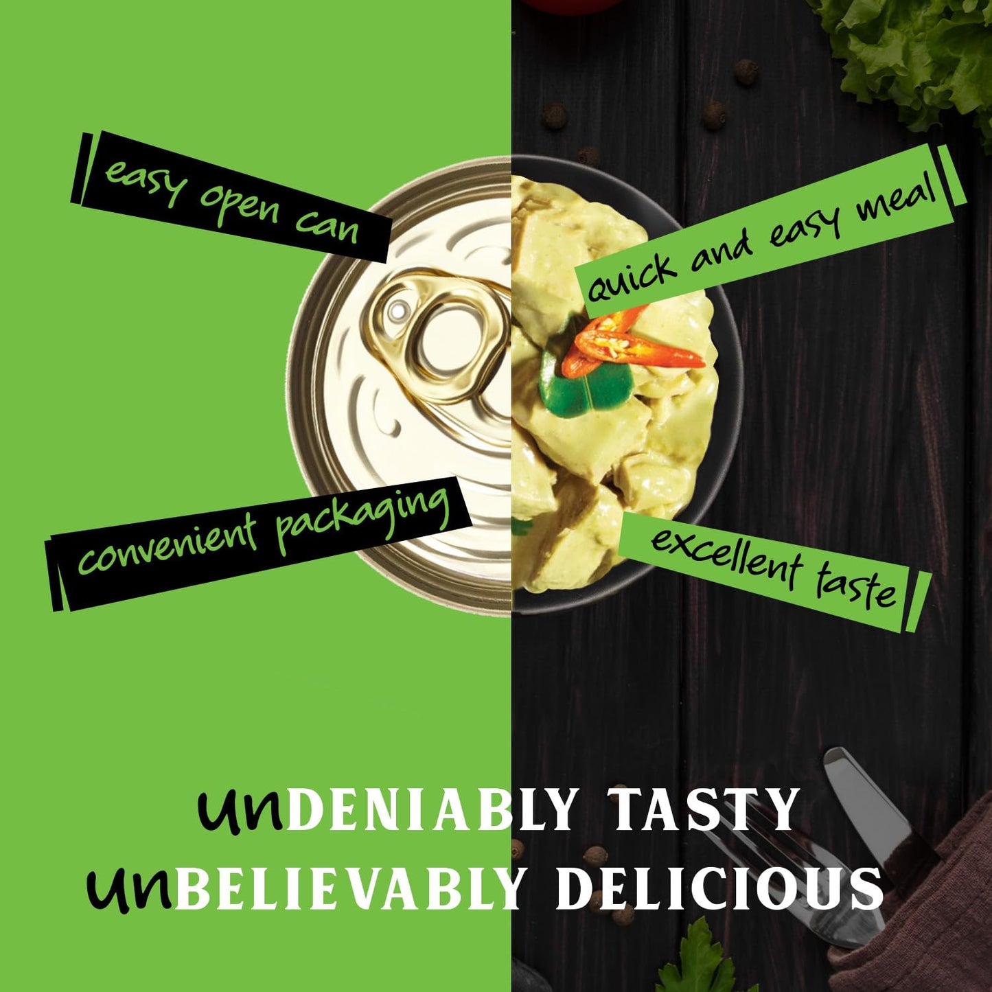 Unmeat Plant Based Meat | Easy To Prepare Plant Based Protein | Vegan Meat With Less Calories, Thai Chicken Curry, 12 Pack