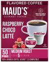 Maud'S Raspberry Chocolate Flavored Coffee Pods, 50 Ct | Raspberry Choco Latte Flavor | 100% Arabica Medium Roast Coffee | Solar
