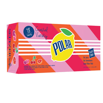 Polar Seltzer'ade Coastal Variety Pack, 18 Cans (12 fl oz each) - Refreshing Sparkling Beverage Variety