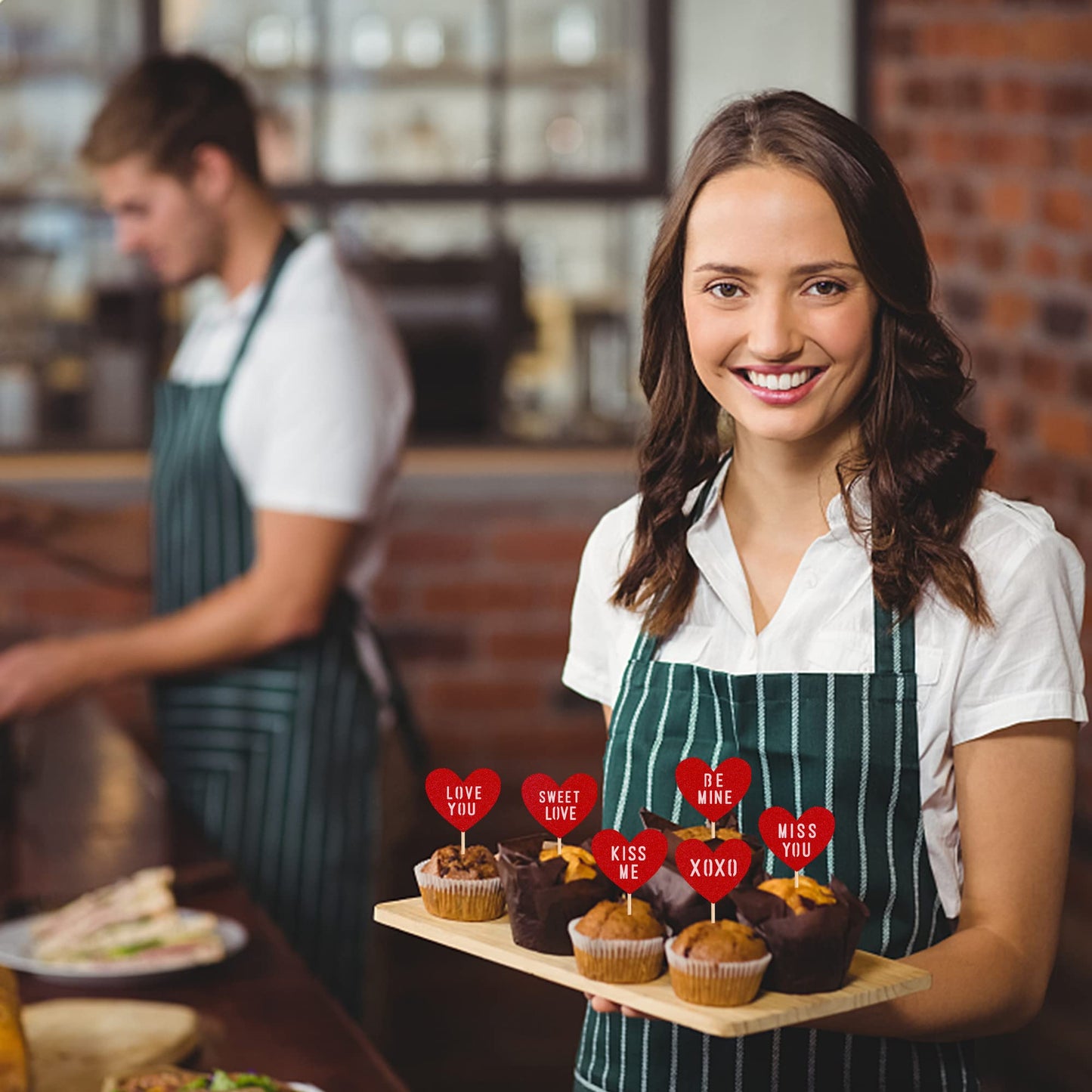 24 Pcs Valentine'S Day Heart Cupcake Toppers Glitter Double Layers Xoxo Sweet Love Be Mine Kiss Me Miss You Cupcake Picks Valent