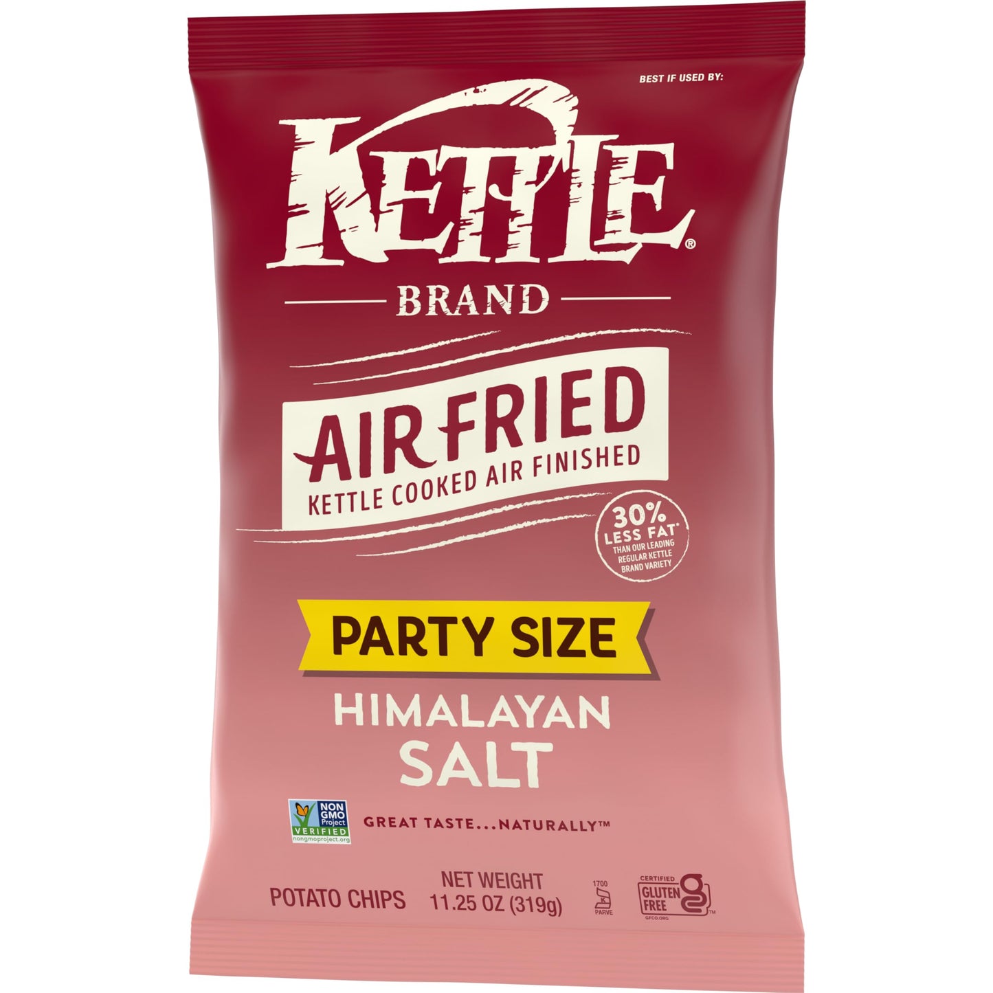 Kettle Brand Potato Chips, Air Fried Himalayan Salt Kettle Chips, 11.25 Oz Party Size Bag