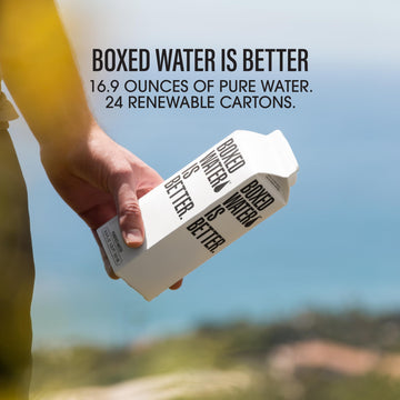 Boxed Water 16.9 oz. (24 Pack) - Purified Drinking Water in 92% Plant- Based Boxes - 100% Recyclable, BPA-Free, Refillable/Reusa