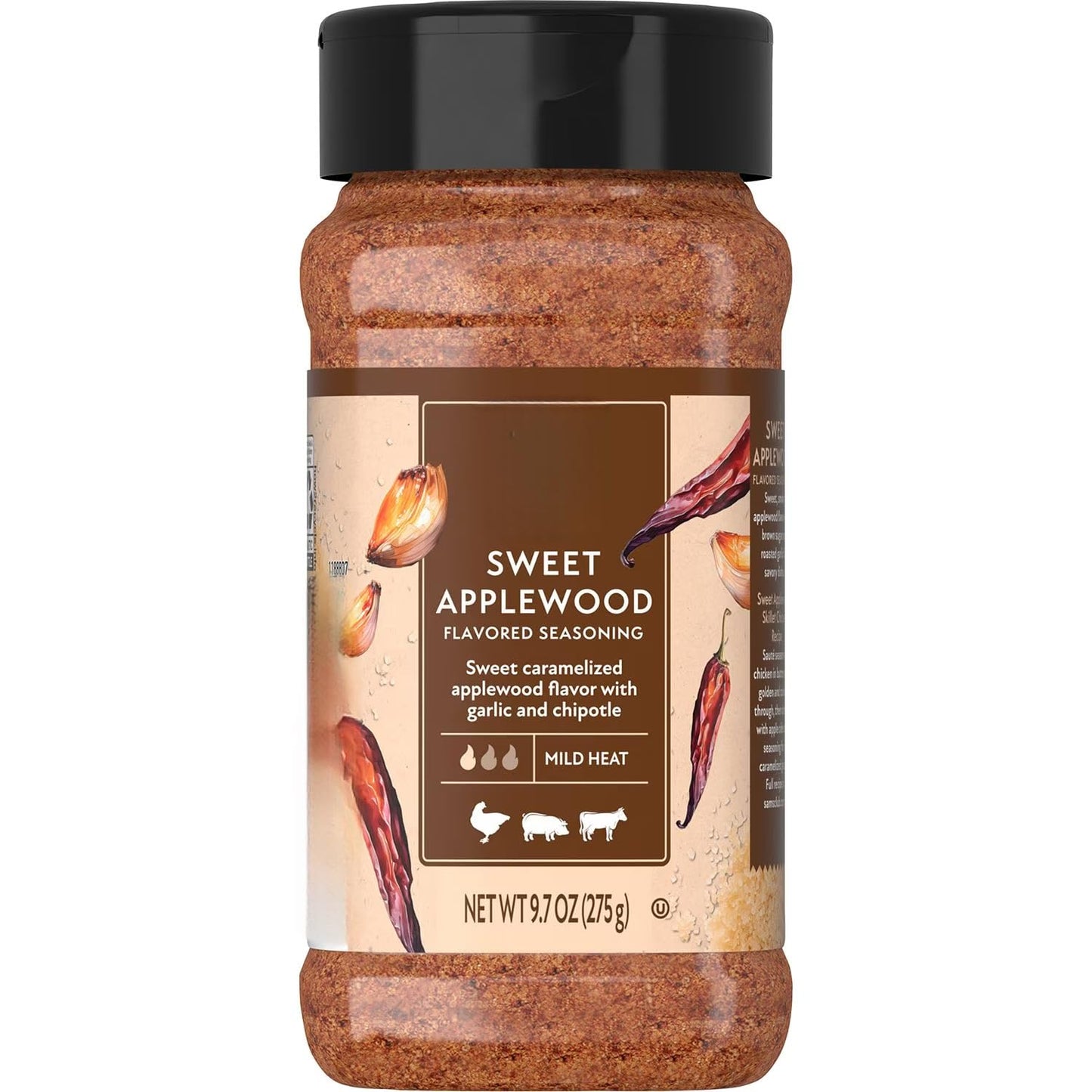 Sweet Applewood Flavored Seasoning Mild Heat Blend With Garlic All-Purpose Spice Mix For Chicken Beef And Pork 9.7 Oz Great For Bbq