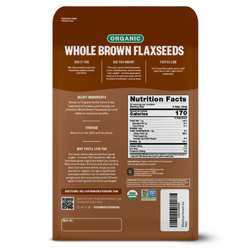 FGO Organic Whole Brown Flax Seeds, Sproutable, 32 oz Resealable Bag, Grown in USA, Non-GMO