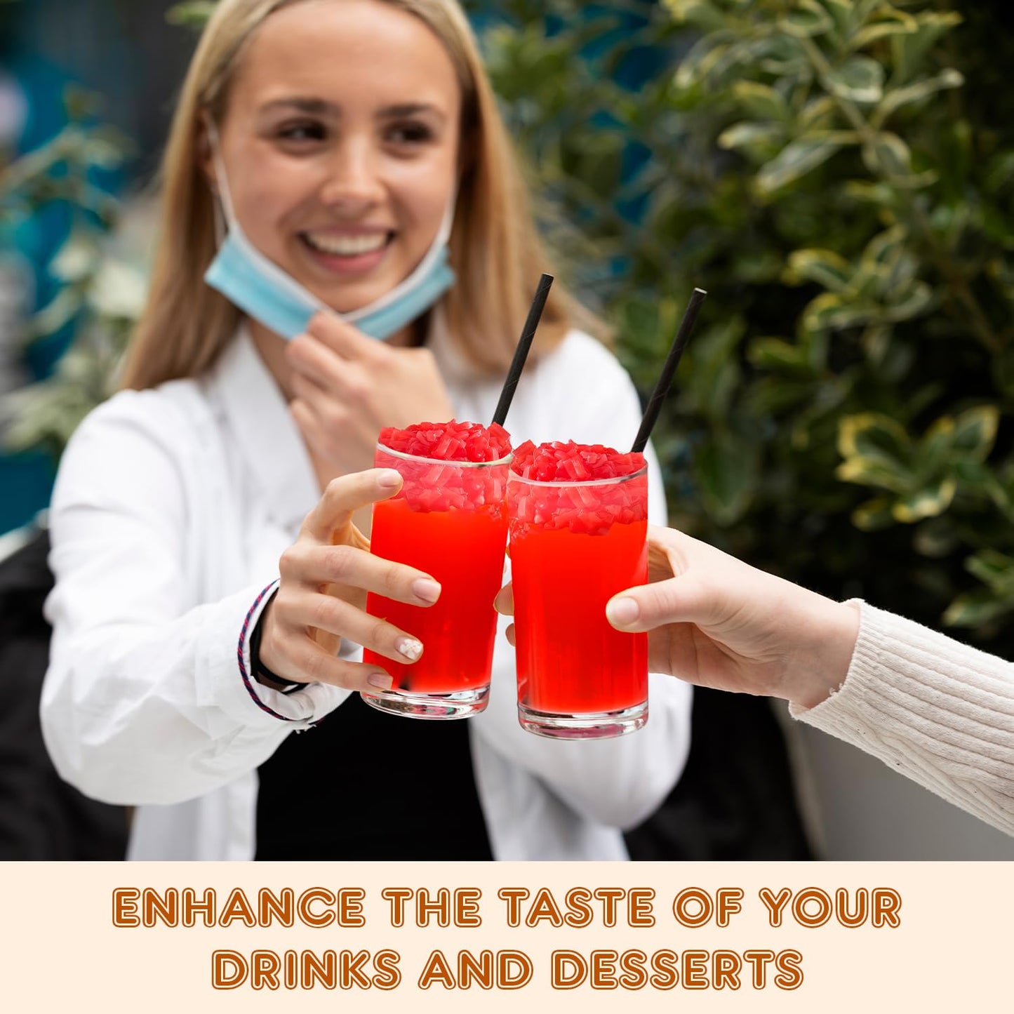 New Fanale Coconut Jelly Topping Nata De Coco For Boba Tea | Ice Cream | Yogurt | Smoothie | Milk Tea | Desserts (Strawberry, 8.