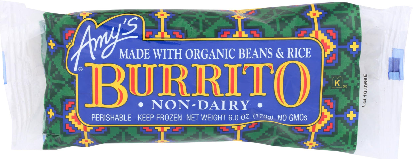 Amys Organic Non-Dairy Bean And Rice Burrito, 6 OZ