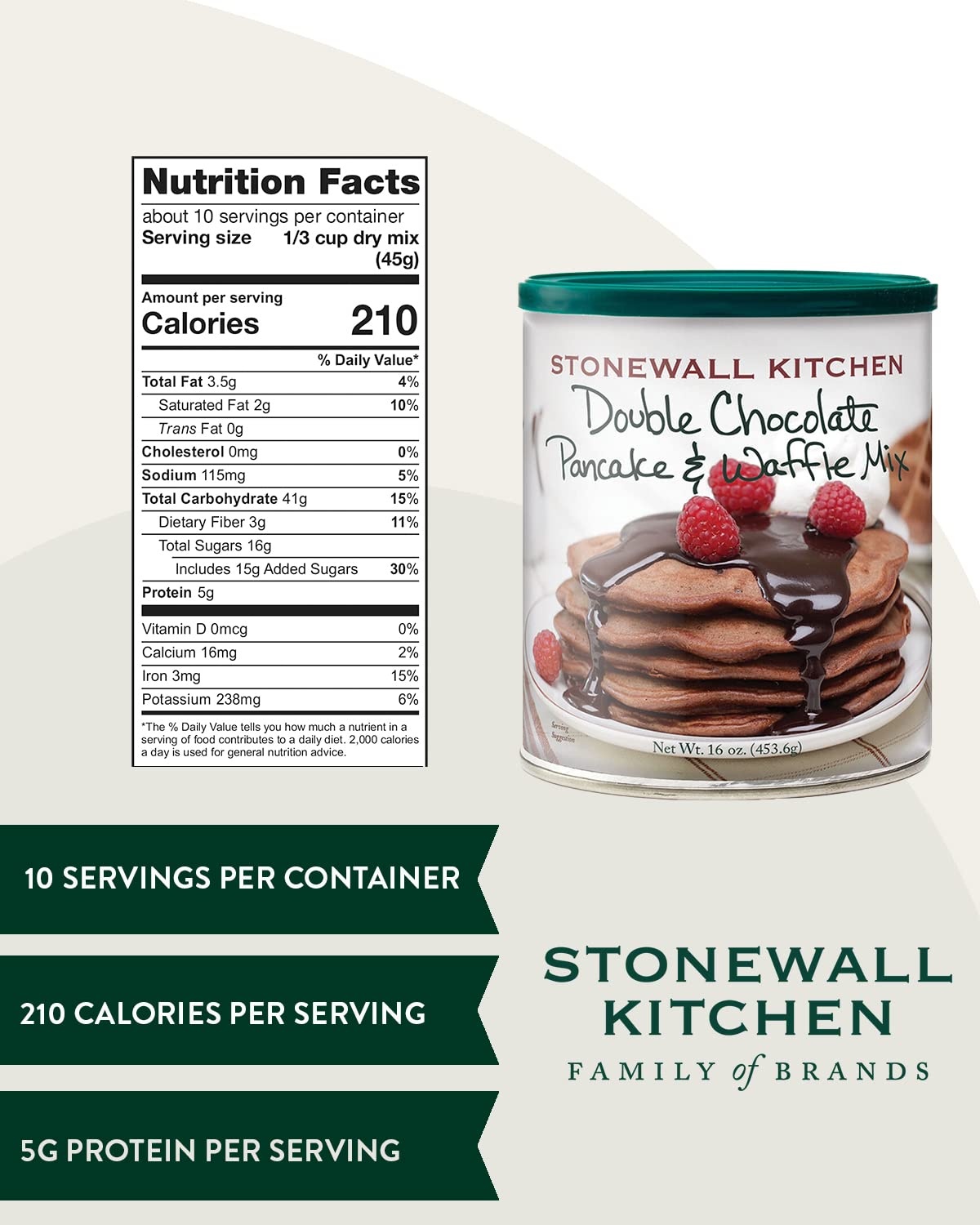 Stonewall Kitchen Double Chocolate Pancake And Waffle Mix, 16 Ounces