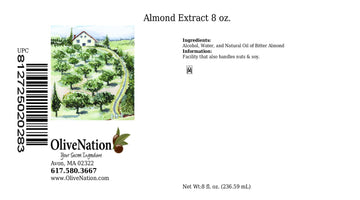 Olivenation Pure Almond Extract - 8 Ounces - Premium Quality Flavoring Extract For Baking