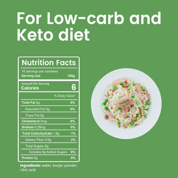 Hethstia Konjac Noodle Low-Carb Fettuccine Shirataki Noodles Keto Low Calorie Pasta Gluten Free, Vegan, Paleo-Friendly (5 Oz, 10