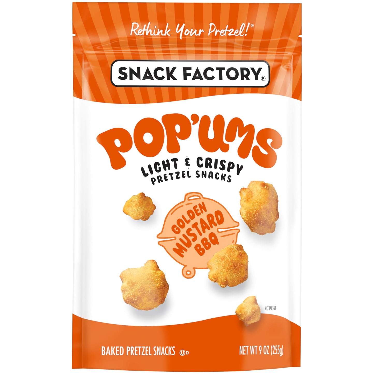 Snack Factory Popums Golden Mustard BBQ Pretzel Snacks, 9 Oz Bag