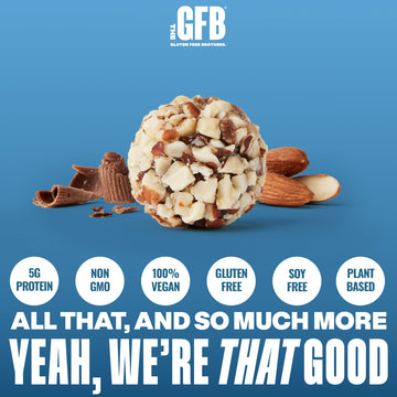 The Gfb Dark Chocolate Almond Protein Bites - Gluten Free, Plant Based, Non Gmo, Sustainably Made - Ridiculously Tasty, Healthy,