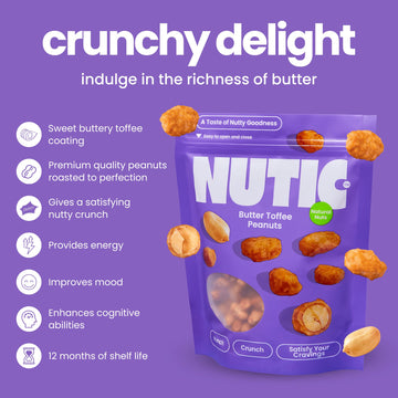 Nutic Gourmet Butter Toffee Peanuts - Crunchy Candied Snack - 5 lbs - Sweet & Toasted