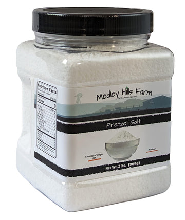 Pretzel Salt by Medley hills farm 2 lbs. in Reusable Container - Heat Resistant Premium Course Pretzel Salt - Great for Soft Pre
