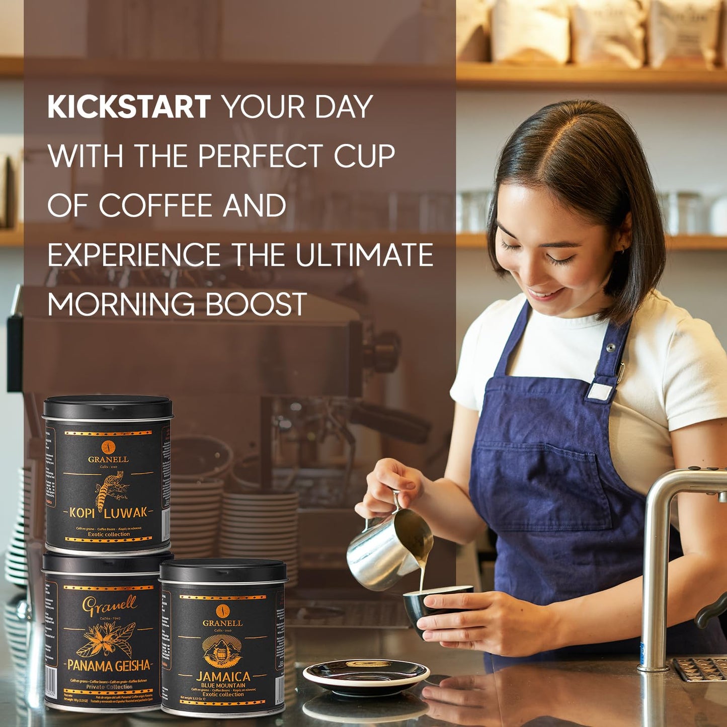 Caf  S Granell Kopi Luwak, Jamaica Blue Mountain & Panama Geisha Coffee 3 Pack Gift Set | Exotic Collection Fresh Whole Beans Qu