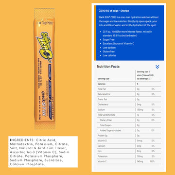 Sqwincher Stik Qwik Beverage 20Oz Yield Orange Quik Stick Zero -1 Pack Of 50