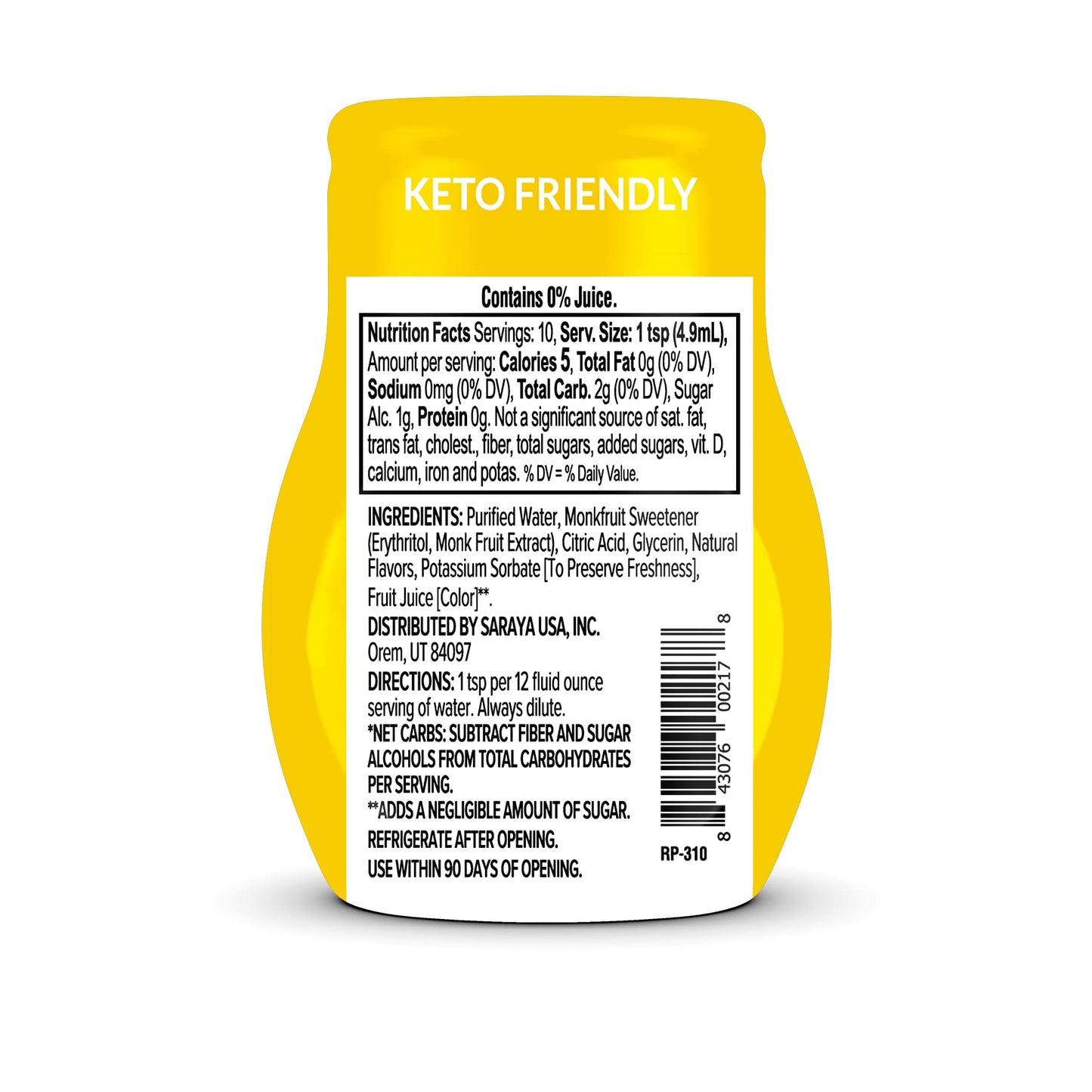 Lakanto Sugar Free Water Enhancer, Lemonade Flavor, 1.67 fl oz, Sweetened with Monk Fruit and Erythritol, Zero Sugar