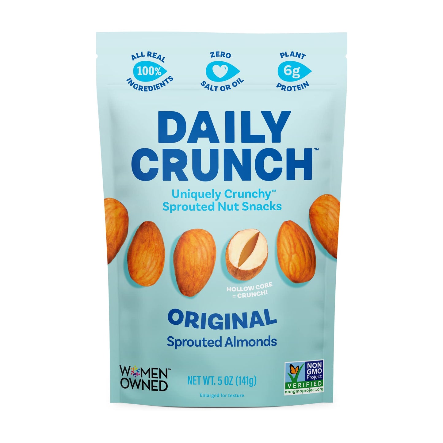 Daily Crunch Sprouted Almonds, 5 Ounce Resealable Bags (Original Sprouted, 1 Pack) Packaging May Vary - Sprouted And Dehydrated