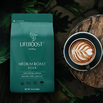 Lifeboost Organic Coffee Beans Medium Roast - Low Acid Single Origin Non-Gmo Organic Whole Bean Coffee - Third Party Tested For